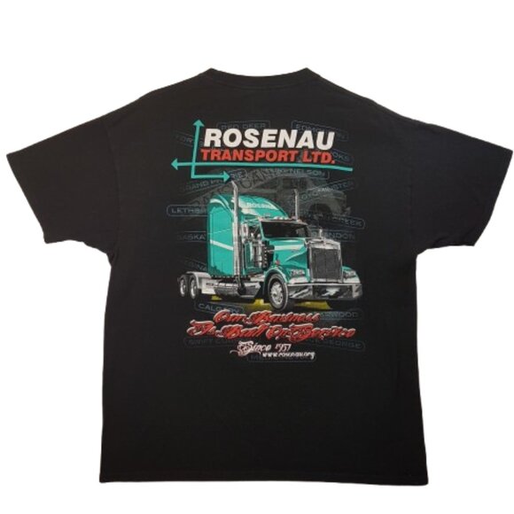 Vintage Tee Shirt ROSENAU TRANSPORT Kenworth Large US L Alberta Saskatchewan BC - Picture 1 of 16